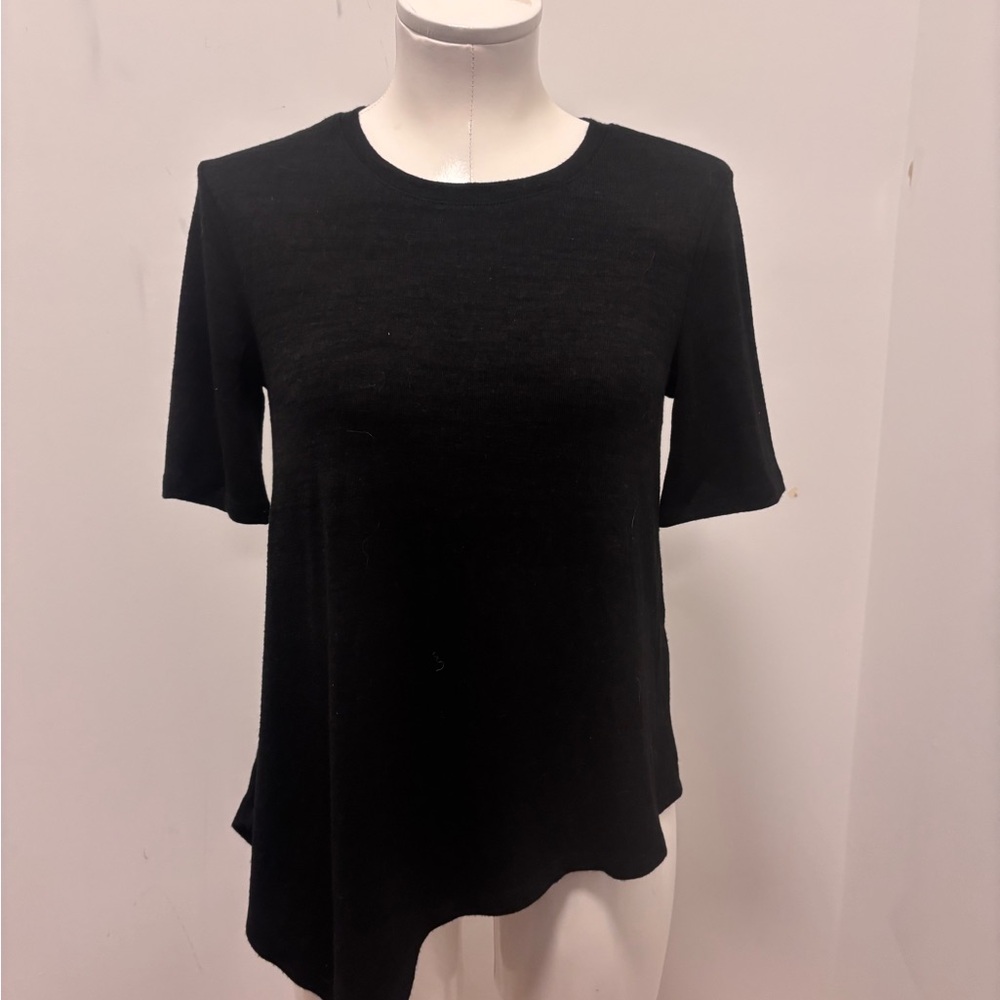 Banana Republic Black Asymmetrical Short Sleeve T-Shirt